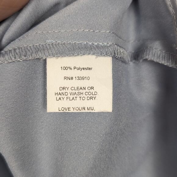 Show Me Your MuMu Light Steel Blue Luxe Satin Say I Do Romper Size L - Picture 8 of 10